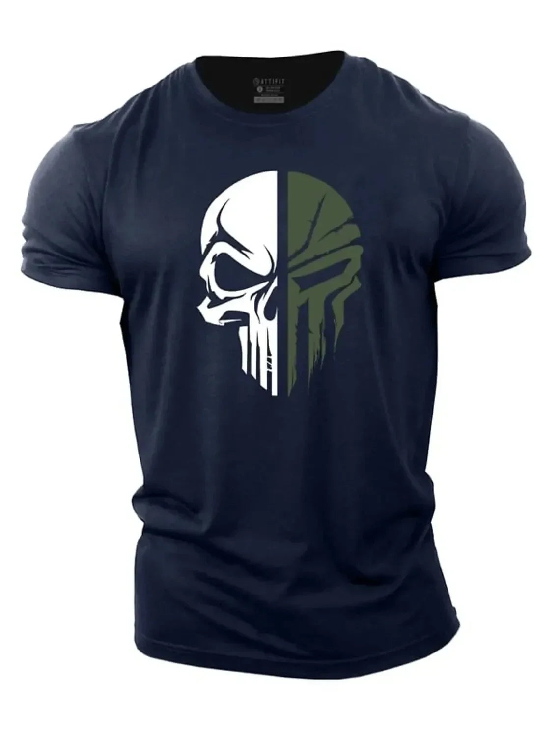 Cotton Men's T shirt for men Print Military Skull T Shirt Oversized Gym Short-Sleeved Sportswear Men Clothing Sport Top Tees