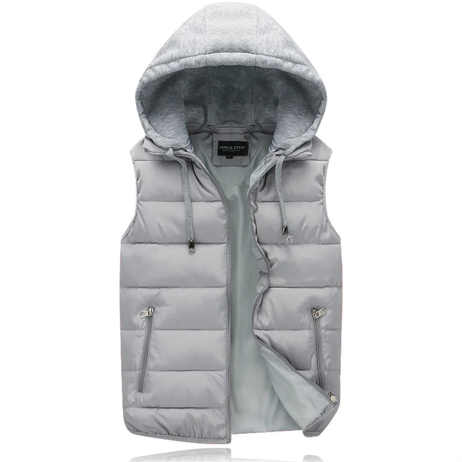 Men's Padded Vest Spring Autumn Hooded Jacket Couples Outerwear Thick Warm Sleeveless Short Coat Women Waistcoat Men Clothes 4XL