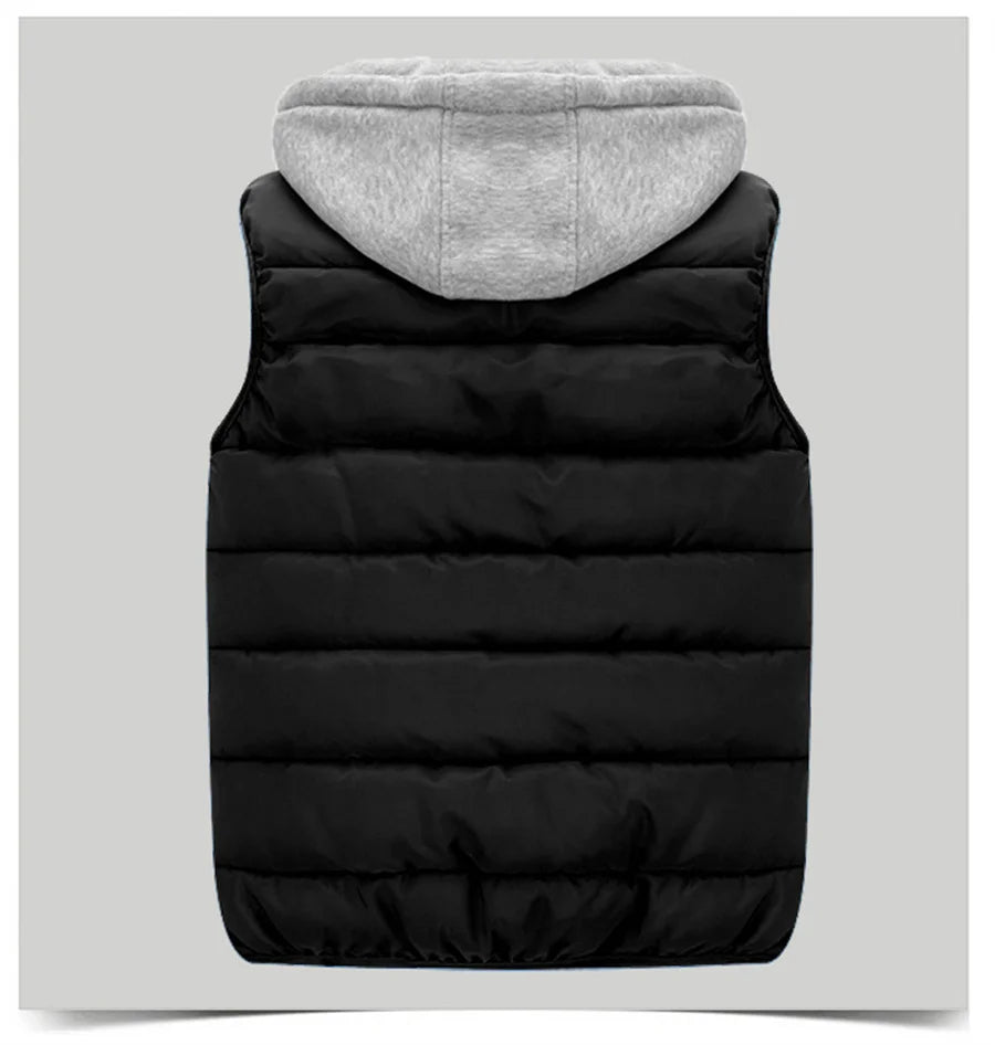 Men's Padded Vest Spring Autumn Hooded Jacket Couples Outerwear Thick Warm Sleeveless Short Coat Women Waistcoat Men Clothes 4XL