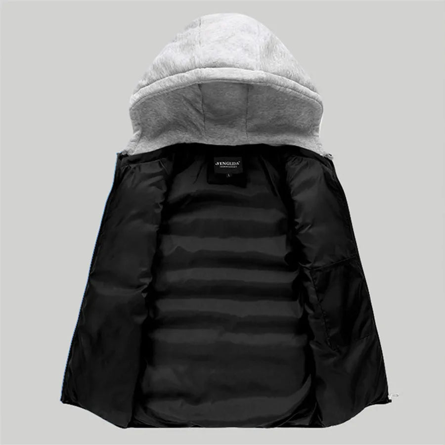 Men's Padded Vest Spring Autumn Hooded Jacket Couples Outerwear Thick Warm Sleeveless Short Coat Women Waistcoat Men Clothes 4XL