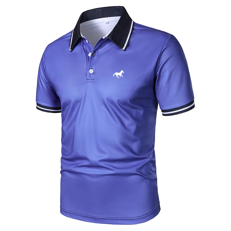 Summer New Men Clothes Short Sleeve Fashion Golf Polo Shirt Men Sport Lapel Logo Print Tops Breathable and Sweat Absorbing