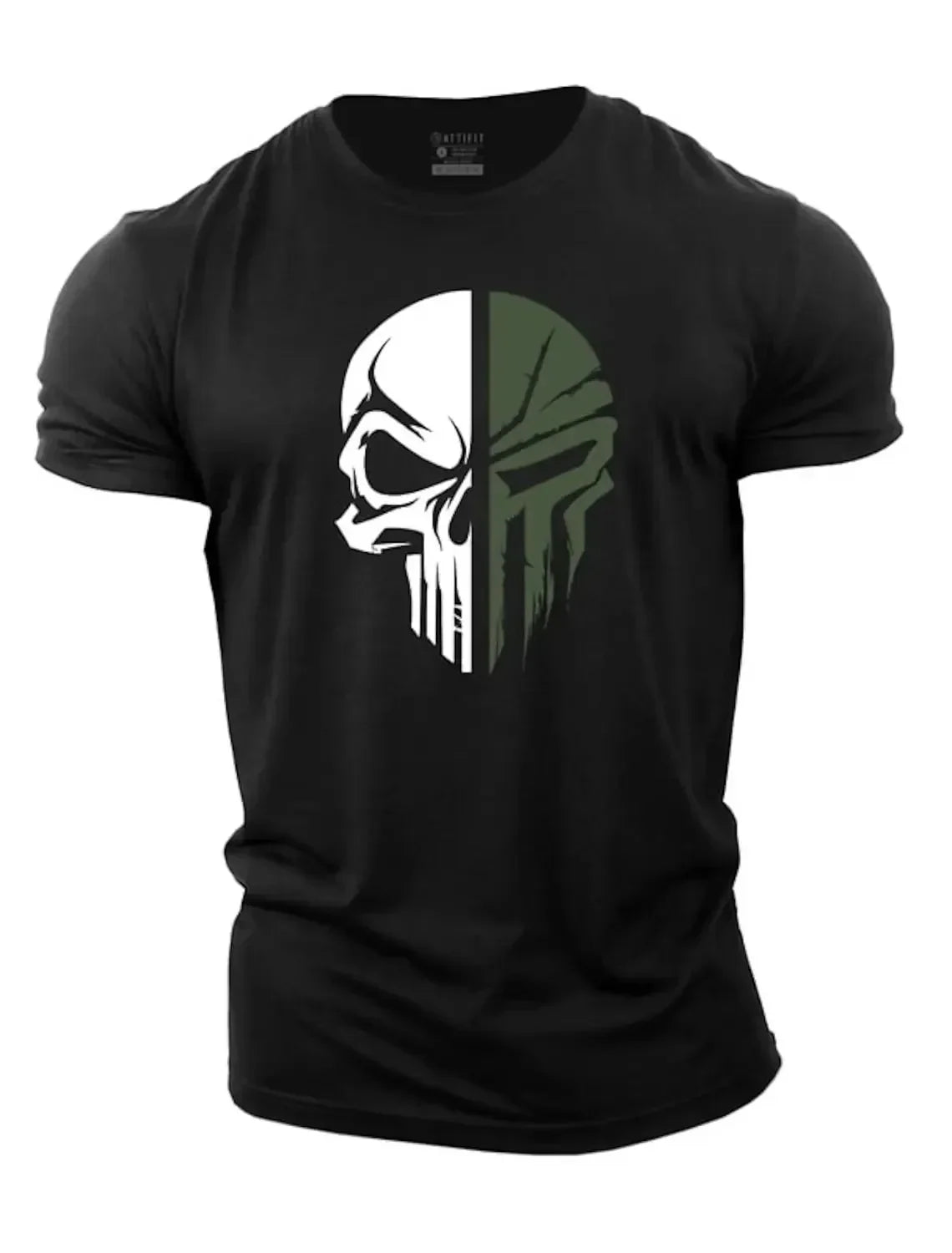 Cotton Men's T shirt for men Print Military Skull T Shirt Oversized Gym Short-Sleeved Sportswear Men Clothing Sport Top Tees