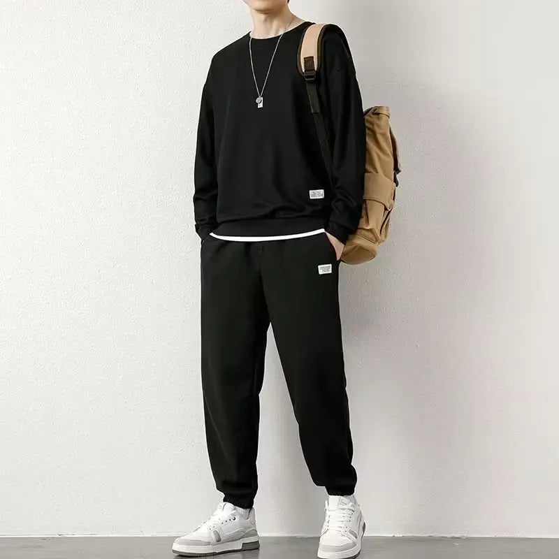 Fashion Men's Tracksuit Suit Autumn Warm Tracksuit Mens Casual Solid Waffle Sweatpant Set Unisex Jogging Suit 2022 Men Clothes