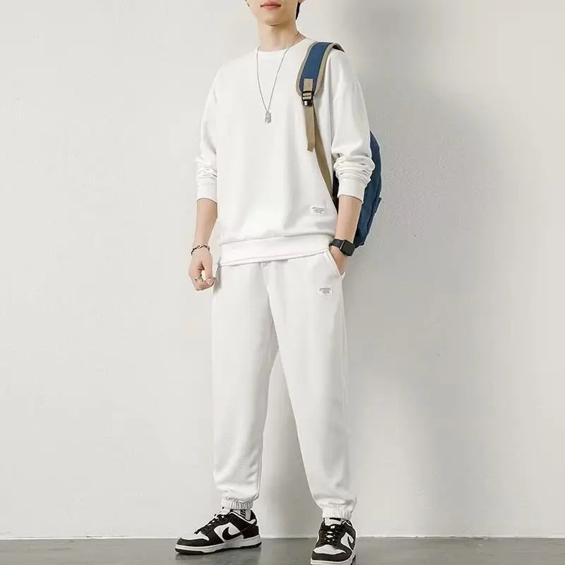 Fashion Men's Tracksuit Suit Autumn Warm Tracksuit Mens Casual Solid Waffle Sweatpant Set Unisex Jogging Suit 2022 Men Clothes