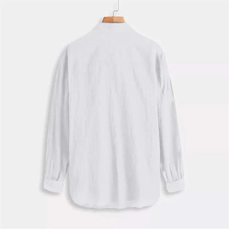 Men's Linen Shirt High Quality Lightweight and Breathable Men's Button-Down Shirt Men's Cotton Linen Shirt 100% 2024 Solid Color