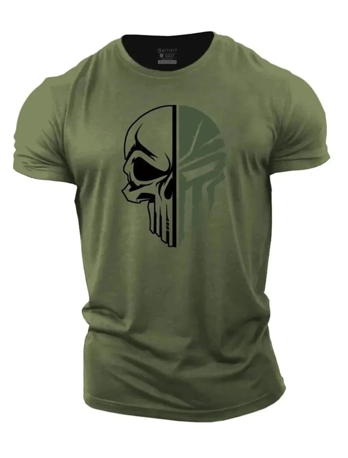 Cotton Men's T shirt for men Print Military Skull T Shirt Oversized Gym Short-Sleeved Sportswear Men Clothing Sport Top Tees