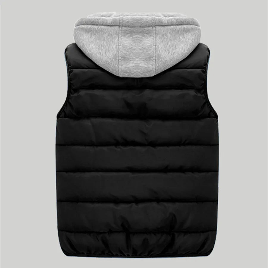 Men's Padded Vest Spring Autumn Hooded Jacket Couples Outerwear Thick Warm Sleeveless Short Coat Women Waistcoat Men Clothes 4XL