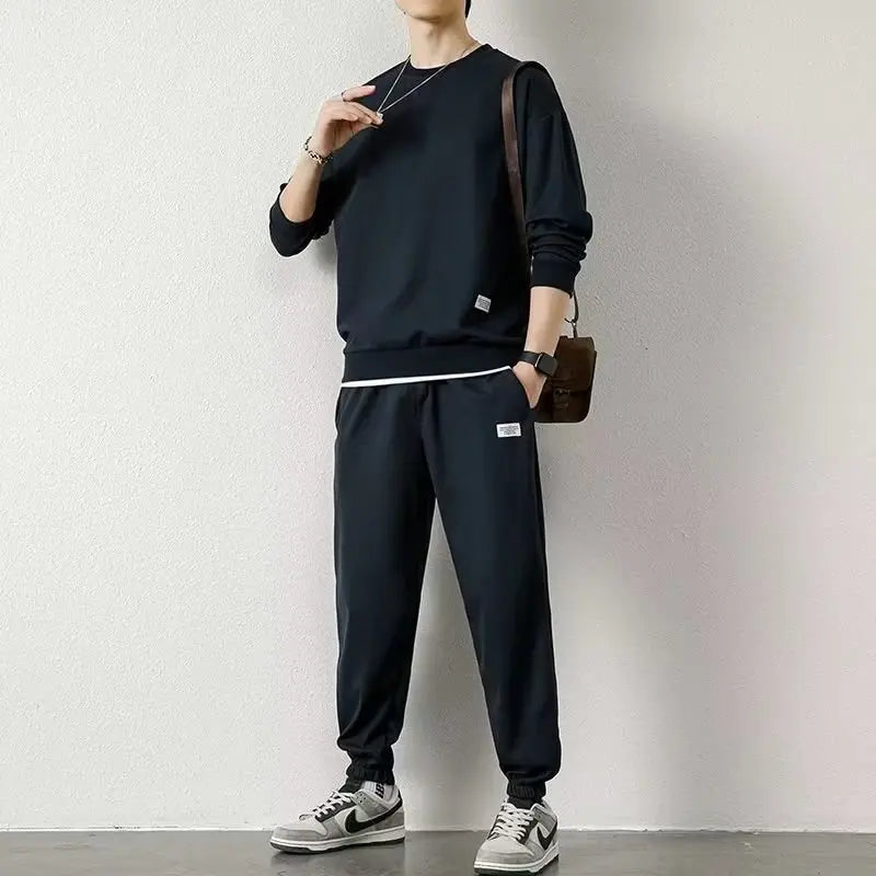 Fashion Men's Tracksuit Suit Autumn Warm Tracksuit Mens Casual Solid Waffle Sweatpant Set Unisex Jogging Suit 2022 Men Clothes