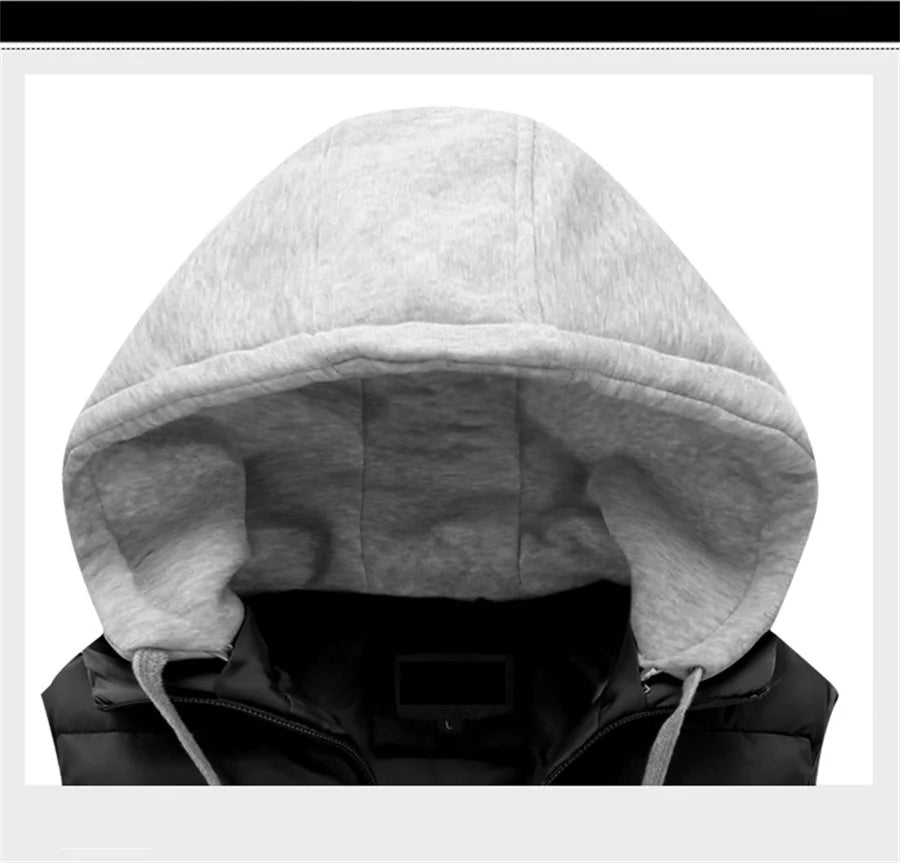 Men's Padded Vest Spring Autumn Hooded Jacket Couples Outerwear Thick Warm Sleeveless Short Coat Women Waistcoat Men Clothes 4XL