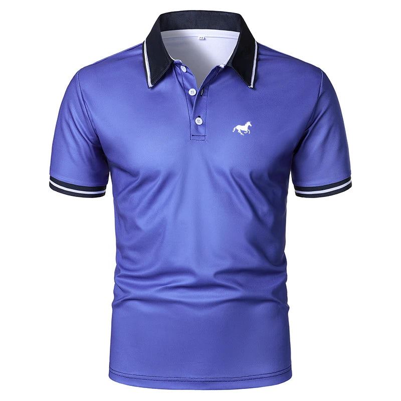 Summer New Men Clothes Short Sleeve Fashion Golf Polo Shirt Men Sport Lapel Logo Print Tops Breathable and Sweat Absorbing